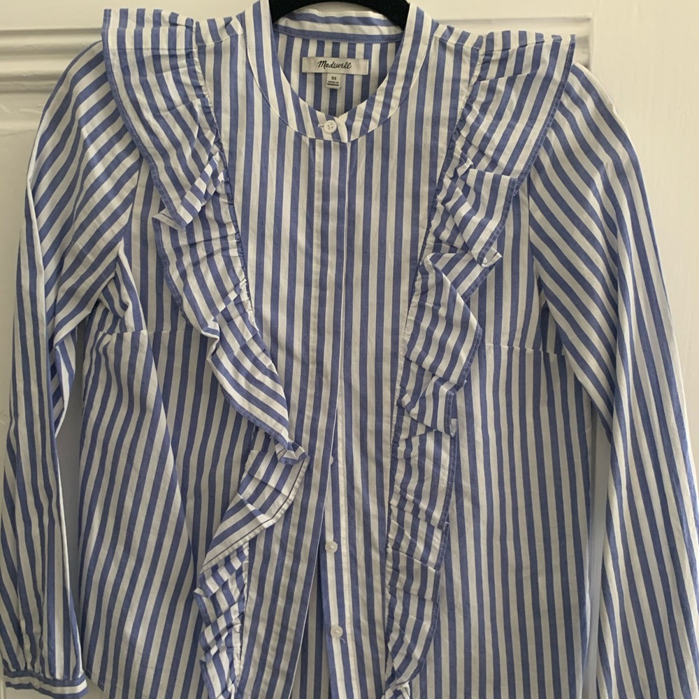 Madewell Ruffled Striped Blouse XS